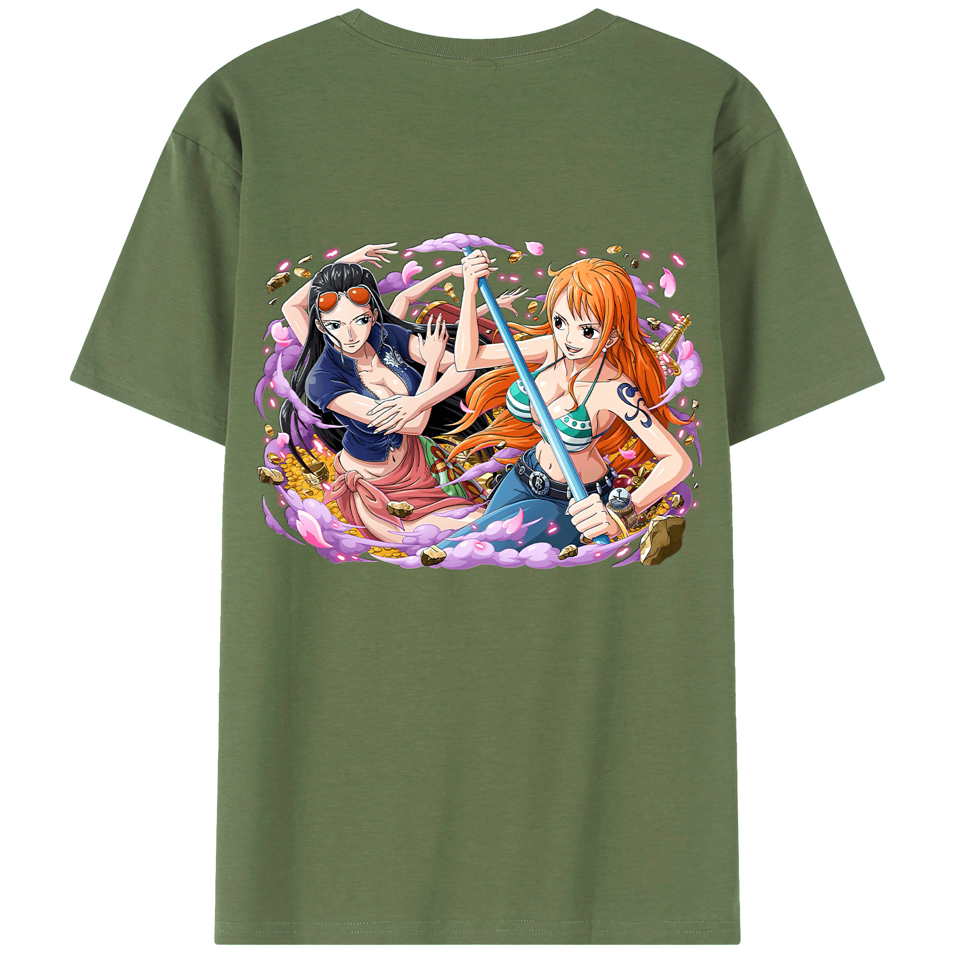 ワンピース ニコ・ロビン ONE PIECE Nico Robin 綿100％ メンズ半袖Tシャツ（バックプリント） 通気性